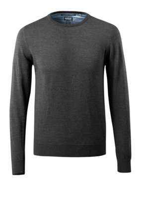B&Q -  Frontline Merino Wool Knitted Round Neck Jumper (Dark Anthracite/light Grey-Flecked)  (X Large)