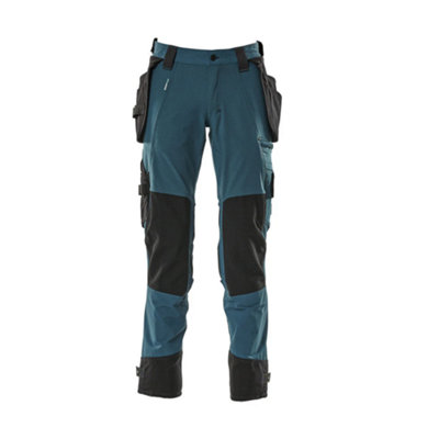 Mascot Advanced Trousers With Holster Pockets And StretchDark Petroleum   (28.5) (Leg LengthRegular) from B&Q