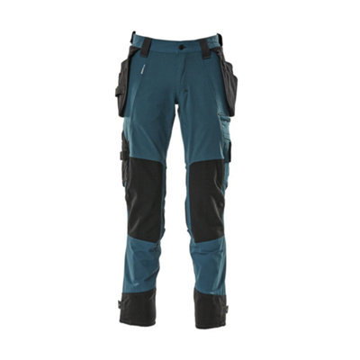 Mascot Advanced Trousers With Holster Pockets And StretchDark Petroleum   (34.5) (Leg LengthRegular) from B&Q
