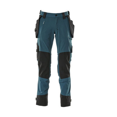Mascot Advanced Trousers With Holster Pockets And StretchDark Petroleum   (48.5) (Leg LengthRegular) from B&Q