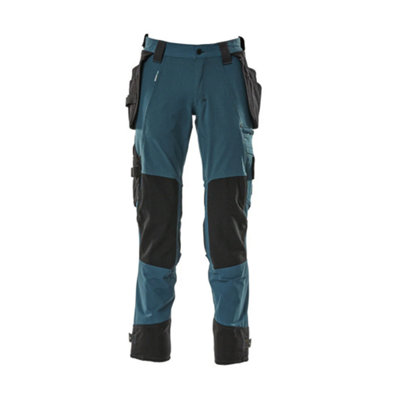 Mascot Advanced Trousers With Holster Pockets And StretchDark Petroleum   (52.5) (Leg LengthRegular) from B&Q