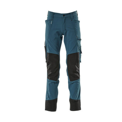 Mascot Advanced Stretch Trousers With Kneepad PocketsDark Petroleum   (38.5) (Leg LengthShort) from B&Q