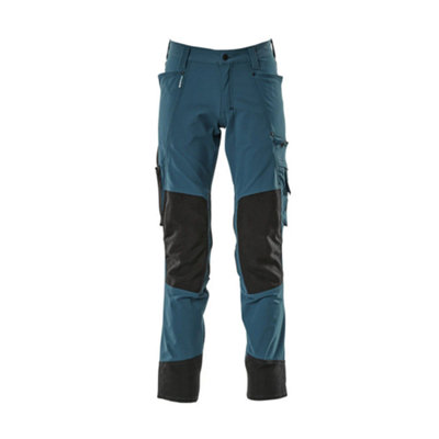 Mascot Advanced Stretch Trousers With Kneepad PocketsDark Petroleum   (27) (Leg LengthRegular) from B&Q