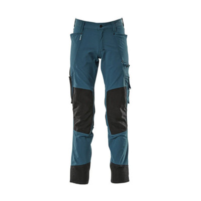 Mascot Advanced Stretch Trousers With Kneepad PocketsDark Petroleum   (38.5) (Leg LengthRegular) from B&Q
