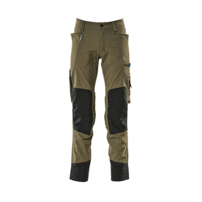 Mascot Advanced Stretch Trousers With Kneepad PocketsMoss Green   (31.5) (Leg LengthShort) from B&Q