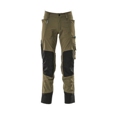 Mascot Advanced Stretch Trousers With Kneepad PocketsMoss Green   (34.5) (Leg LengthShort) from B&Q