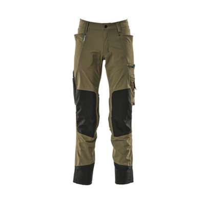 Mascot Advanced Stretch Trousers With Kneepad PocketsMoss Green   (38.5) (Leg LengthShort) from B&Q