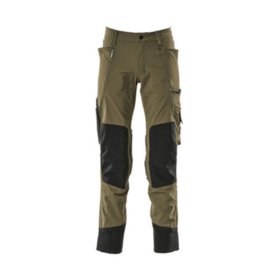 Mascot Advanced Stretch Trousers With Kneepad PocketsMoss Green   (40.5) (Leg LengthShort) from B&Q