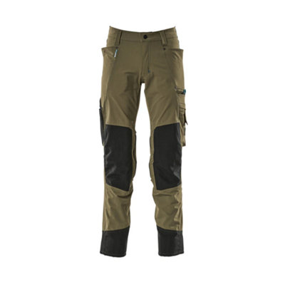 Mascot Advanced Stretch Trousers With Kneepad PocketsMoss Green   (31.5) (Leg LengthRegular) from B&Q