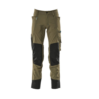 Mascot Advanced Stretch Trousers With Kneepad PocketsMoss Green   (33.5) (Leg LengthRegular) from B&Q