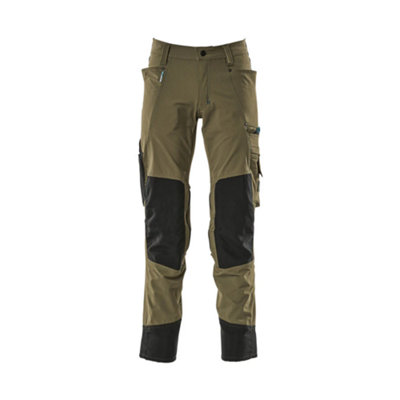 Mascot Advanced Stretch Trousers With Kneepad PocketsMoss Green   (34.5) (Leg LengthRegular) from B&Q