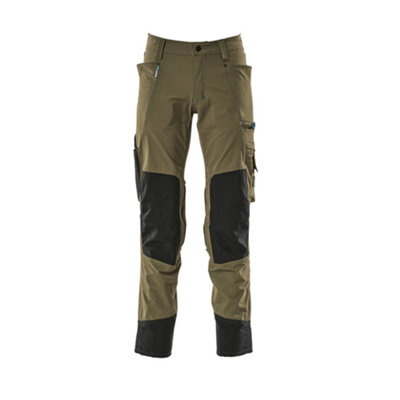 Mascot Advanced Stretch Trousers With Kneepad PocketsMoss Green   (46.5) (Leg LengthRegular) from B&Q