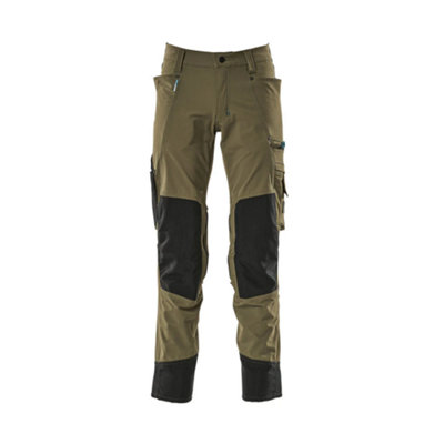 Mascot Advanced Stretch Trousers With Kneepad PocketsMoss Green   (48.5) (Leg LengthRegular) from B&Q