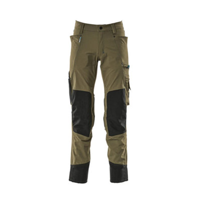 Mascot Advanced Stretch Trousers With Kneepad PocketsMoss Green   (30.5) (Leg LengthLong) from B&Q