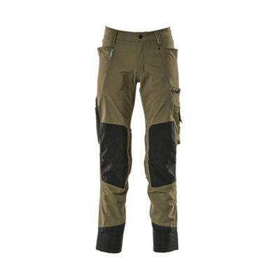 Mascot Advanced Stretch Trousers With Kneepad PocketsMoss Green   (35.5) (Leg LengthLong) from B&Q