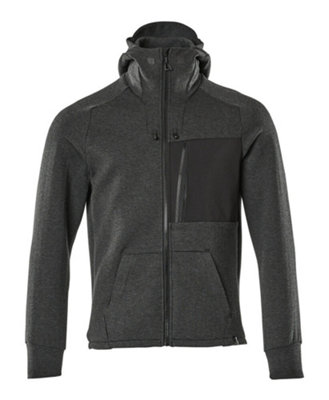 Mascot Advanced Modern Fit Zipper Hoodie (Black-Flecked/black)  (Medium)
