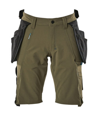 Mascot Advanced Craftsmen's Shorts With Detachable Holster PocketsMoss Green   (30.5) (Leg LengthRegular) from B&Q