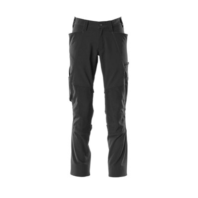 Mascot Accelerate Stretch Trousers With Kneepad PocketsBlack  (32.5) (Leg LengthLong) from B&Q