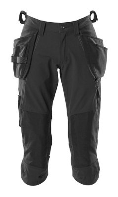 Mascot Accelerate 3/4 Stretch Craftsmen's Trousers With Holster Pockets (Black)  (36.5) (Leg LengthRegular) from B&Q
