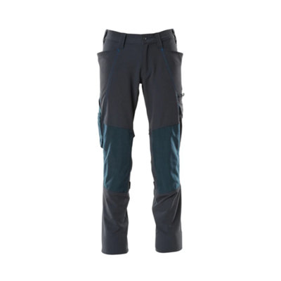 Mascot Accelerate Stretch Trousers With Kneepad PocketsDark Navy   (36.5) (Leg LengthShort) from B&Q