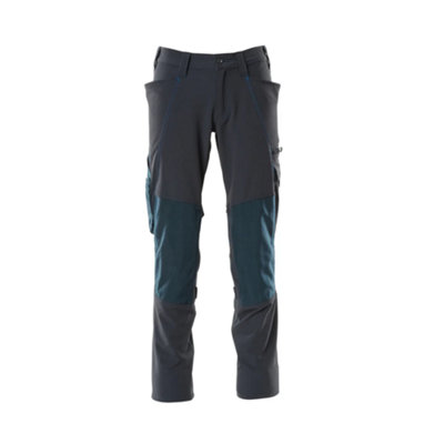 Mascot Accelerate Stretch Trousers With Kneepad PocketsDark Navy   (36.5) (Leg LengthLong) from B&Q