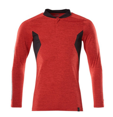 Mascot Red/Black Accelerate Coolmax Pro Long-Sleeved Polo Shirt (Traffic ) ) Large
