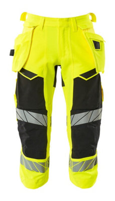 Mascot Accelerate Safe A3/4 Trousers With Holster PocketsHi-Vis Yellow/black   (30.5) (Leg LengthRegular) from B&Q