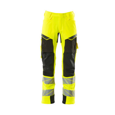 Mascot Accelerate Safe Trousers With Kneepad PocketsHi-Vis Yellow/black   (33.5) (Leg LengthShort) from B&Q