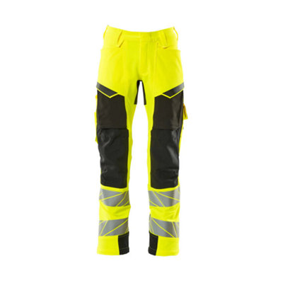 Mascot Accelerate Safe Trousers With Kneepad PocketsHi-Vis Yellow/black   (34.5) (Leg LengthShort) from B&Q