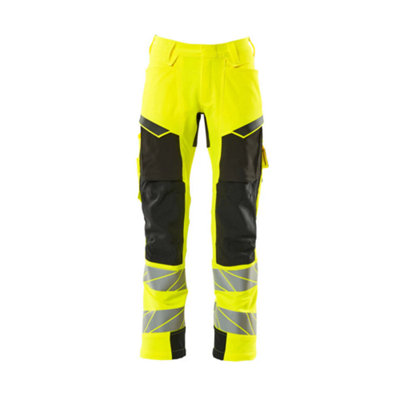 Mascot Accelerate Safe Trousers With Kneepad PocketsHi-Vis Yellow/black   (35.5) (Leg LengthShort) from B&Q