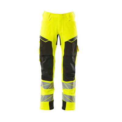 Mascot Accelerate Safe Trousers With Kneepad PocketsHi-Vis Yellow/black   (36.5) (Leg LengthShort) from B&Q