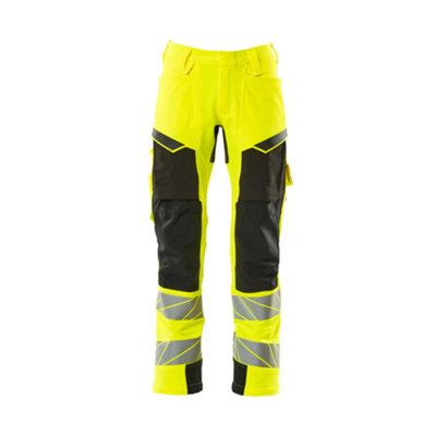 Mascot Accelerate Safe Trousers With Kneepad PocketsHi-Vis Yellow/black   (42.5) (Leg LengthShort) from B&Q