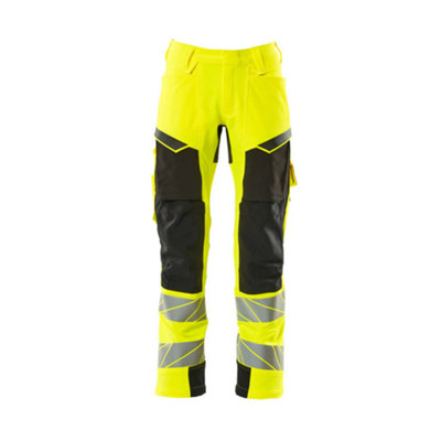 Mascot Accelerate Safe Trousers With Kneepad PocketsHi-Vis Yellow/black   (28.5) (Leg LengthRegular) from B&Q