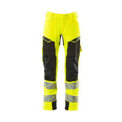 Mascot Accelerate Safe Trousers With Kneepad PocketsHi-Vis Yellow/black   (34.5) (Leg LengthRegular) from B&Q