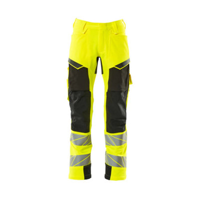 Mascot Accelerate Safe Trousers With Kneepad PocketsHi-Vis Yellow/black   (35.5) (Leg LengthRegular) from B&Q