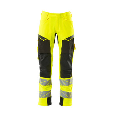 Mascot Accelerate Safe Trousers With Kneepad PocketsHi-Vis Yellow/black   (32.5) (Leg LengthLong) from B&Q