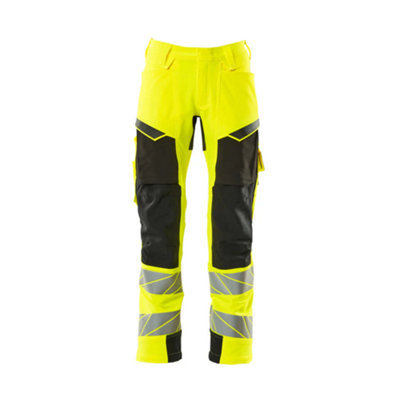 Mascot Accelerate Safe Trousers With Kneepad PocketsHi-Vis Yellow/black   (34.5) (Leg LengthLong) from B&Q