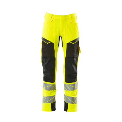 Mascot Accelerate Safe Trousers With Kneepad PocketsHi-Vis Yellow/black   (35.5) (Leg LengthLong) from B&Q