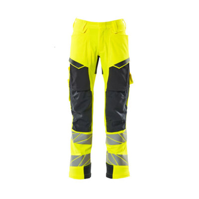 Mascot Accelerate Safe Trousers With Kneepad PocketsHi-Vis Yellow/dark Navy   (33.5) (Leg LengthShort) from B&Q
