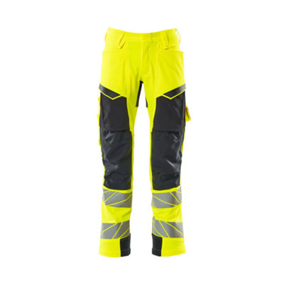 Mascot Accelerate Safe Trousers With Kneepad PocketsHi-Vis Yellow/dark Navy   (35.5) (Leg LengthShort) from B&Q