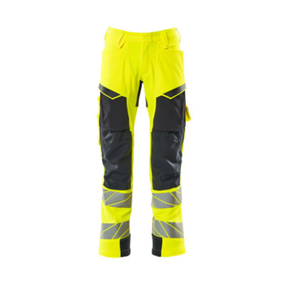 Mascot Accelerate Safe Trousers With Kneepad PocketsHi-Vis Yellow/dark Navy   (42.5) (Leg LengthShort) from B&Q