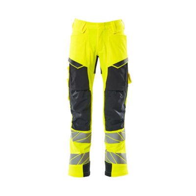 Mascot Accelerate Safe Trousers With Kneepad PocketsHi-Vis Yellow/dark Navy   (34.5) (Leg LengthRegular) from B&Q