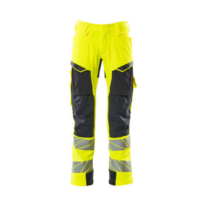 Mascot Accelerate Safe Trousers With Kneepad PocketsHi-Vis Yellow/dark Navy   (35.5) (Leg LengthRegular) from B&Q