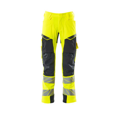 Mascot Accelerate Safe Trousers With Kneepad PocketsHi-Vis Yellow/dark Navy   (42.5) (Leg LengthLong) from B&Q