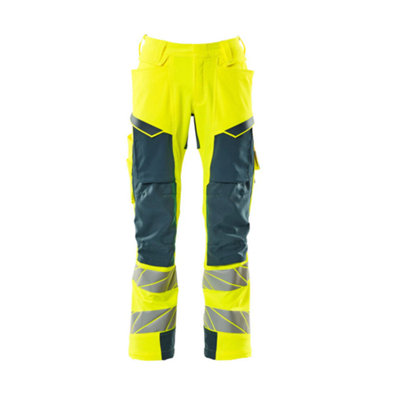 Mascot Accelerate Safe Trousers With Kneepad PocketsHi-Vis Yellow/dark Petroleum  (38.5) (Leg LengthShort) from B&Q