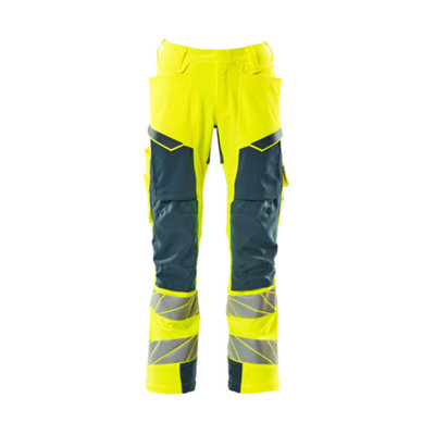 Mascot Accelerate Safe Trousers With Kneepad PocketsHi-Vis Yellow/dark Petroleum  (40.5) (Leg LengthShort) from B&Q