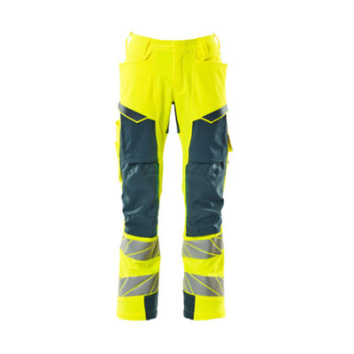 Mascot Accelerate Safe Trousers With Kneepad PocketsHi-Vis Yellow/dark Petroleum  (42.5) (Leg LengthShort) from B&Q