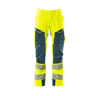 Mascot Accelerate Safe Trousers With Kneepad PocketsHi-Vis Yellow/dark Petroleum   (29.5) (Leg LengthRegular) from B&Q