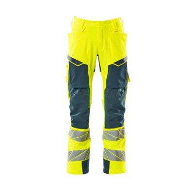 Mascot Accelerate Safe Trousers With Kneepad PocketsHi-Vis Yellow/dark Petroleum   (35.5) (Leg LengthRegular) from B&Q