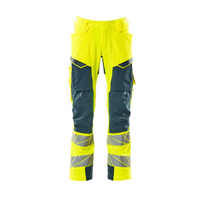 Mascot Accelerate Safe Trousers With Kneepad PocketsHi-Vis Yellow/dark Petroleum   (31.5) (Leg LengthLong) from B&Q